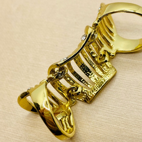 NWOT Fashion Yellow Gold Plated CZ Knuckle Finger Ring - Picture 10 of 12